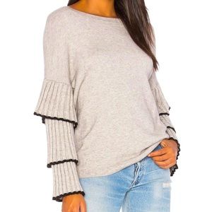 Central Park West Bourbon St ruffle gray sweater